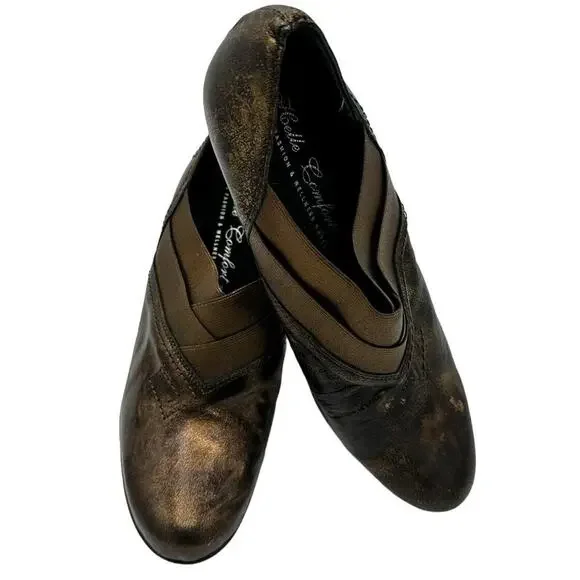 HELLE COMFORT Ovi Bronze Fashion & Wellness Wedge Shoes Size 6.5/7 EU37 - Picture 2 of 7